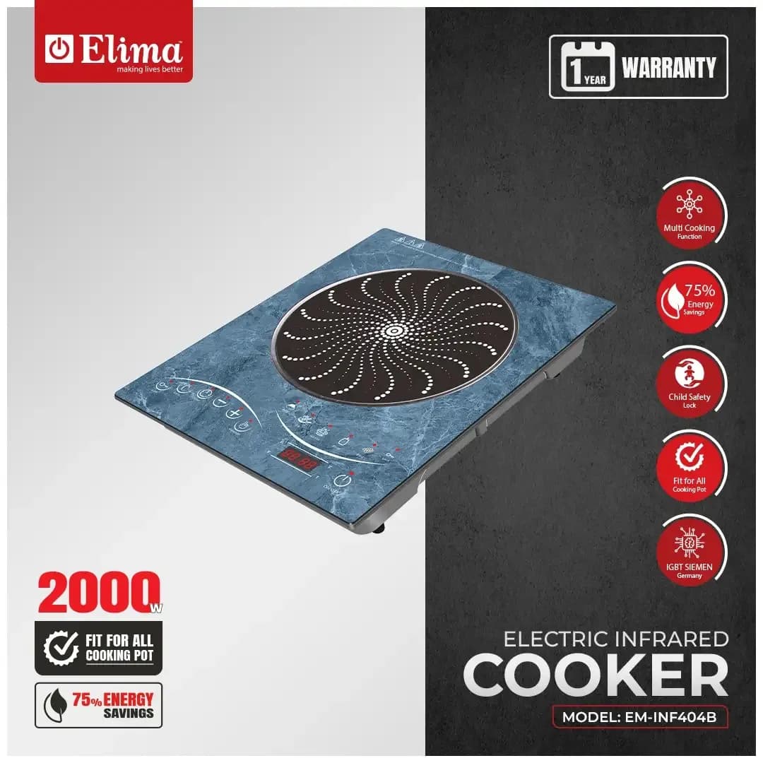 Elima EM-INF404B 2000W Electric Infrared Cooker
