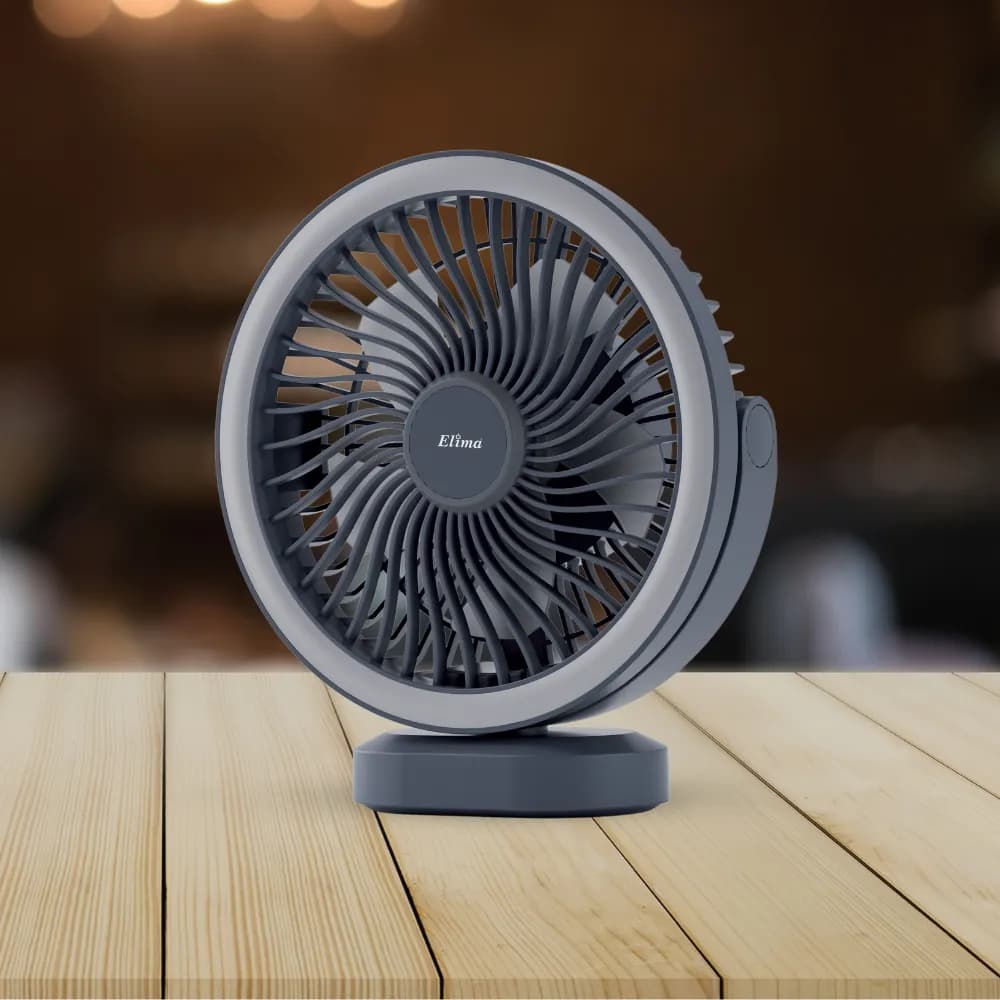 EM-WD230B 7.5 Inch Rechargeable Fan- 2400mAh Battery 48 SMD Light - 360° Rotation