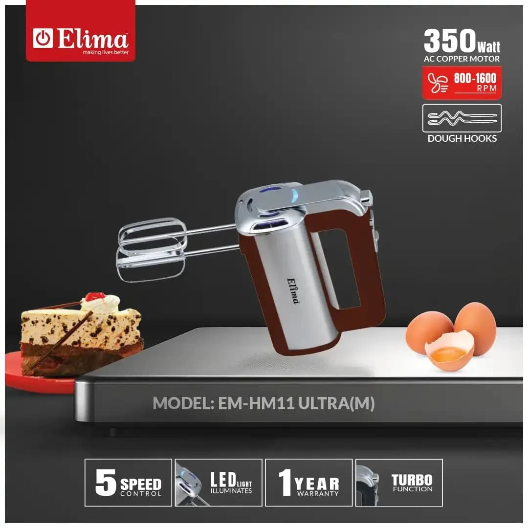 EM-HM11 ULTRA(M)-Egg Beater- 350W Powerful Hand Mixer with 5 Speed Control & Stainless Steel Beaters