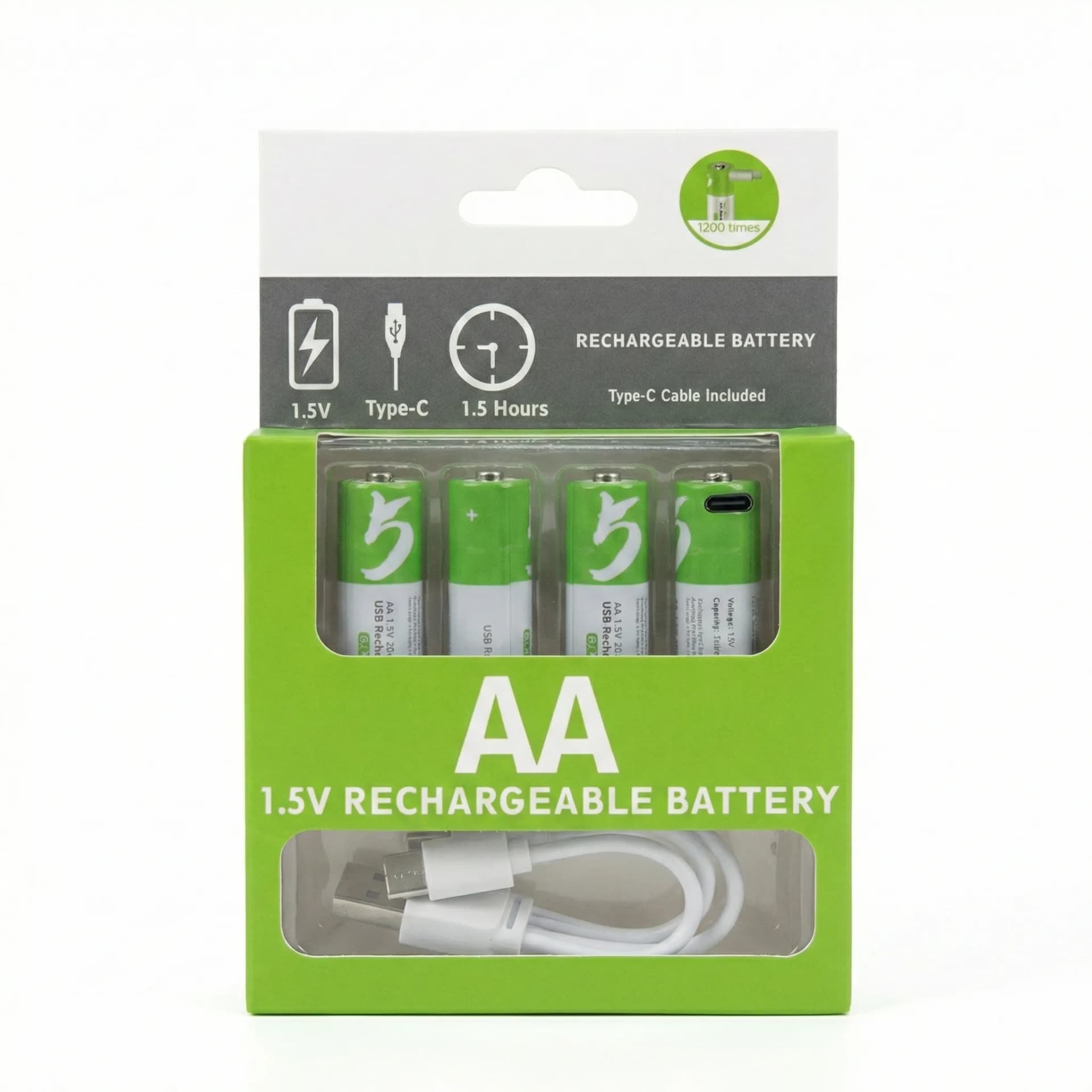 AA 2600mAh USB-C Rechargeable Lithium-ion Battery (4pcs Pack)